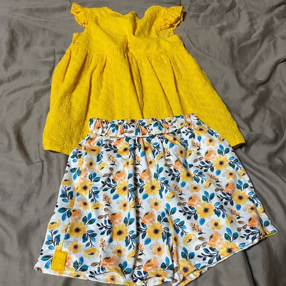 Yellow Floral Kids‎ Matching Set